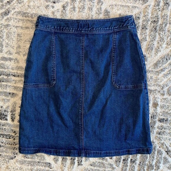 Denim Skirt Button Snap Front Mini Skirt Two Pockets A New Day Size 4 - Picture 6 of 8